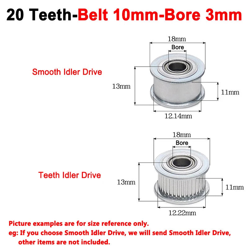 2GT Smooth-Tooth Idler Pulley 16Tooth - 40Tooth Bore 3mm 4mm 5mm 6mm 7mm 8mm
