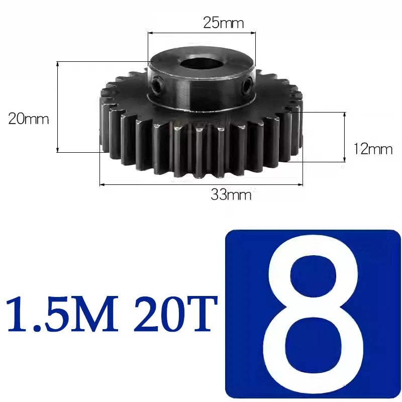 Spur Gears 1.5 Mod Transmission Gear With Step 45#Steel Pinion Motor Gear 15~50T