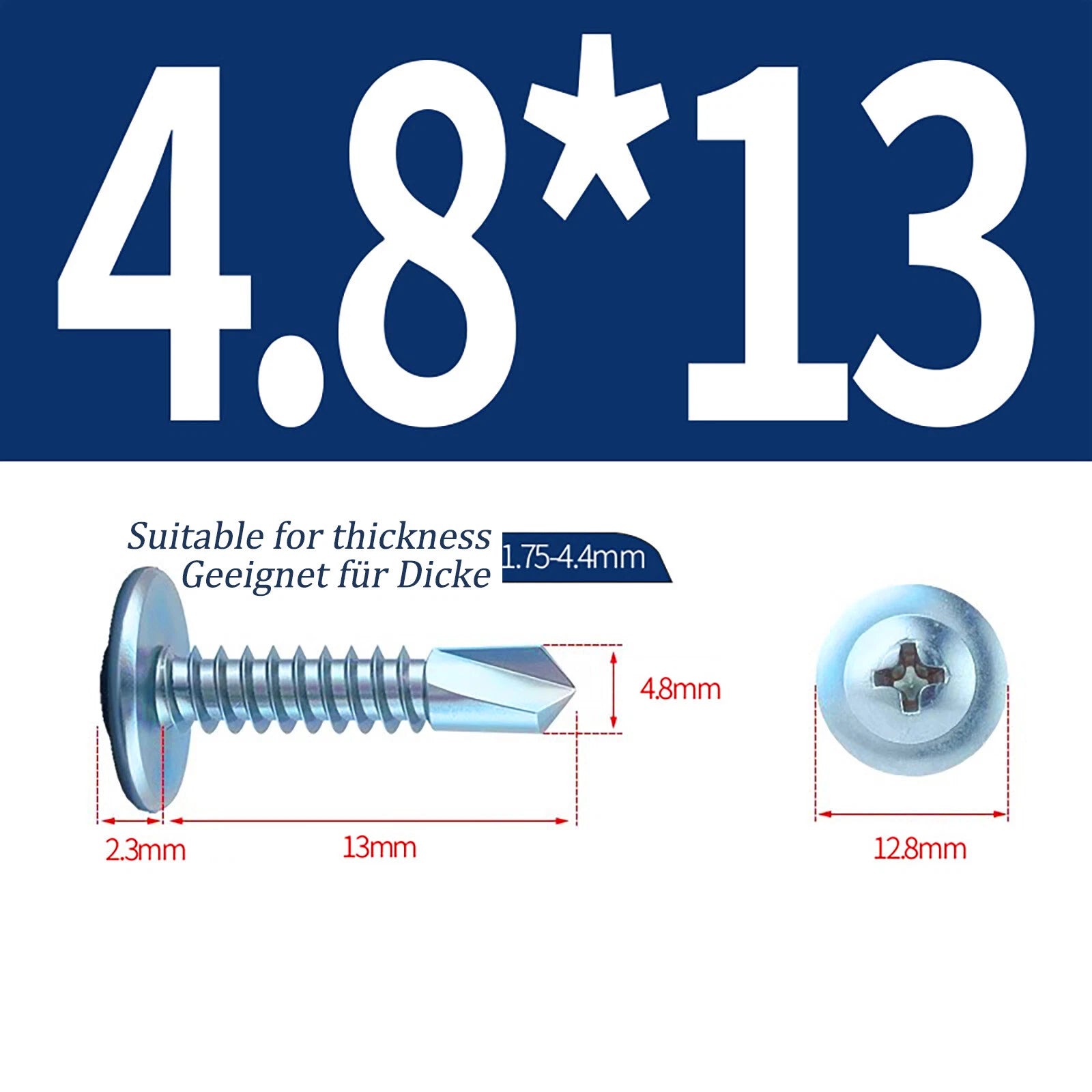Self Drilling Wafer Head Screws – 304/410 Stainless & Galvanized Steel, M4.2 M4.8
