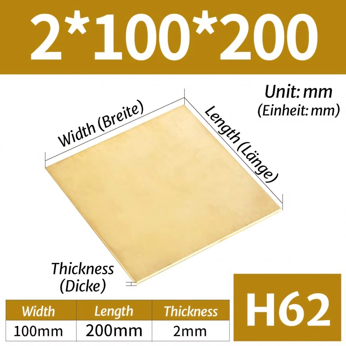 H62 Brass Sheet Various Sizes 2mm-8mm Thick Models making, Jewellery making - HomeDIYer