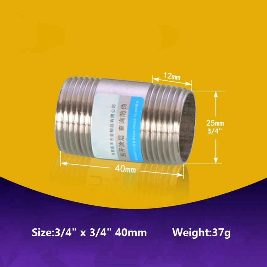 Stainless Steel BSP Male Threaded Double Nipple Pipe Extension Fitting | 1/2" 3/4" 1"
