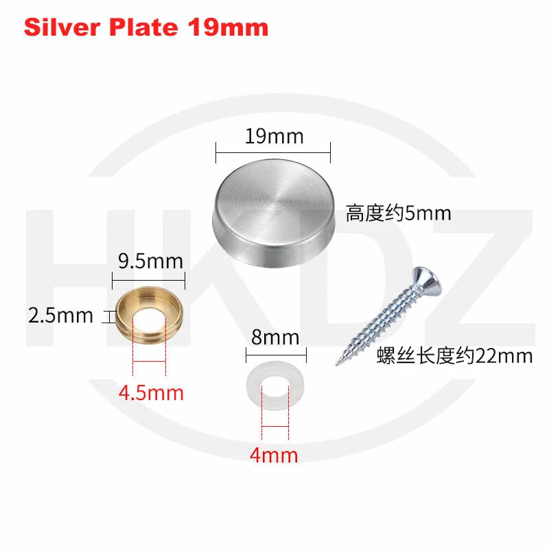 Stainless Steel Mirror Screw Cover Caps – Decorative Disc Plates for Glass, Mirrors & Furniture (16-50mm, Flat/Dome, Silver/Gold/Black/Rose Gold)