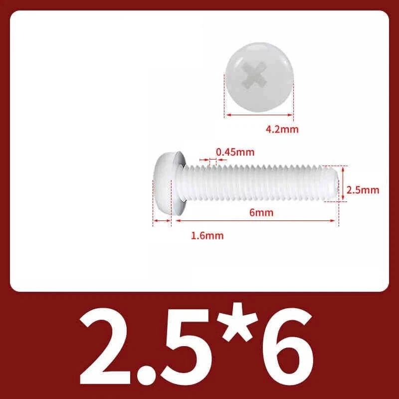 White Nylon Phillips Pan Head Machine Screws – M2 to M8, Non‑Conductive & Corrosion‑Free (PA66)