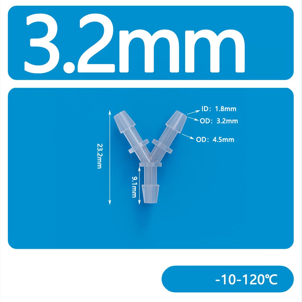 Y-Type 3-Way Barbed Hose Connector — Plastic Tee Fitting for Tube & Pipe