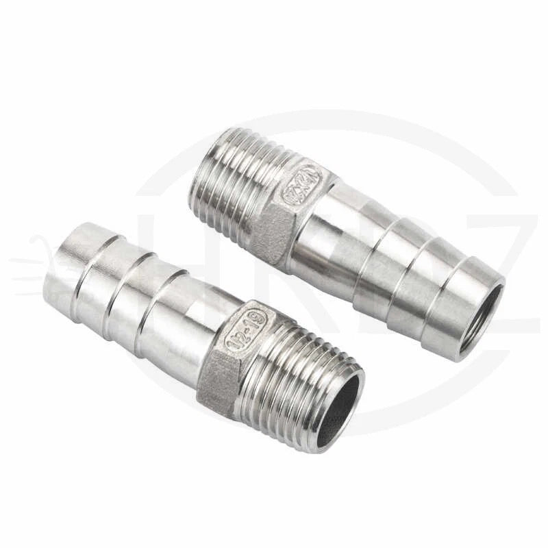 BSP Male Thread Stainless Steel Barb Hose Tail Connector — 1/8" to 4"