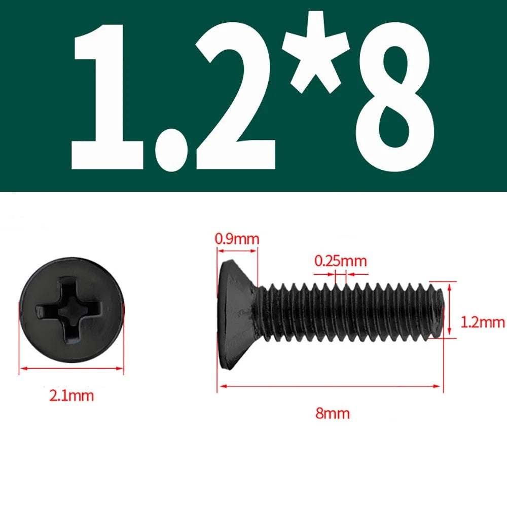 Black Phillips Flat Head Countersunk Machine Screws — Carbon Steel M1–M6