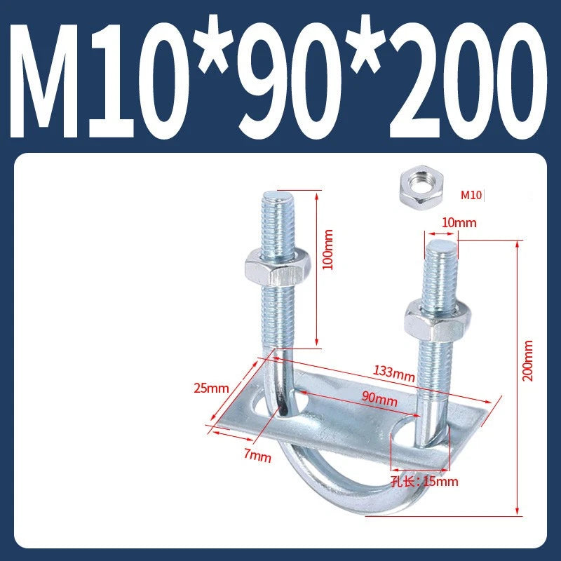 Round U-Bolts Sets Steel 16mm-219mm Inner Width M6 M8 M0 M12 with Nut, Plate