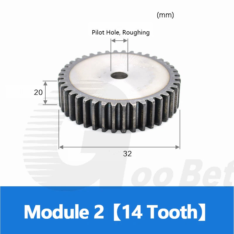 Mod 1 1.5 2 2.5 3 4 5 Spur Gear C45 Steel 12 Tooth - 160 Tooth Motor Pinion Flat