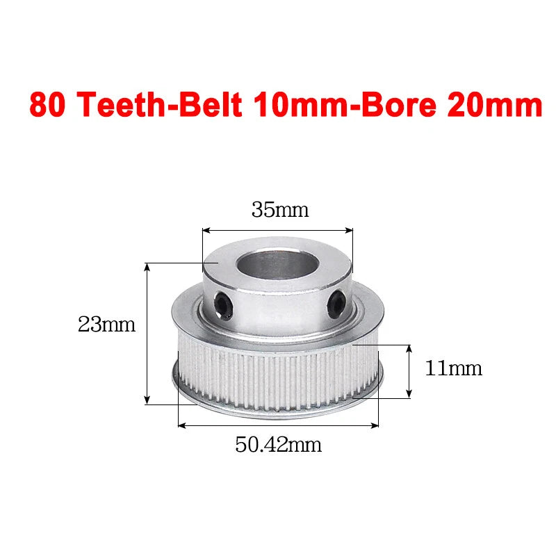 2GT Drive Pulley With Step 16 Tooth - 100 Tooth Bore 4mm - 25mm for 10mm Belt