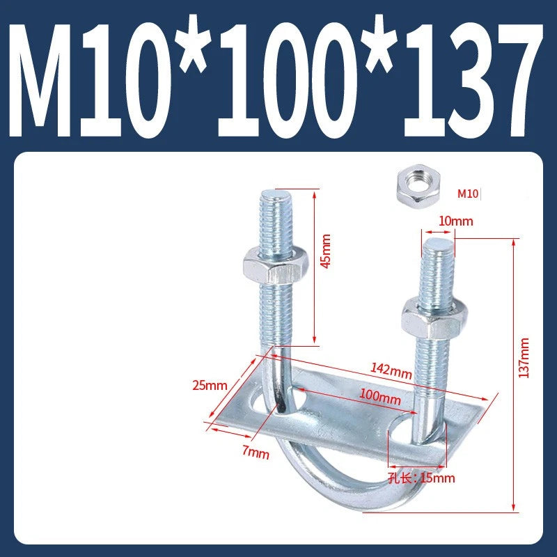 Round U-Bolts Sets Steel 16mm-219mm Inner Width M6 M8 M0 M12 with Nut, Plate