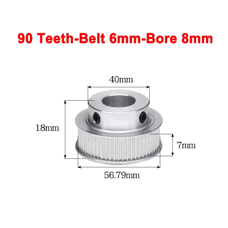 2GT Drive Pulley With Step 16 Tooth - 100 Tooth Bore 4mm - 25mm for 6mm Belt