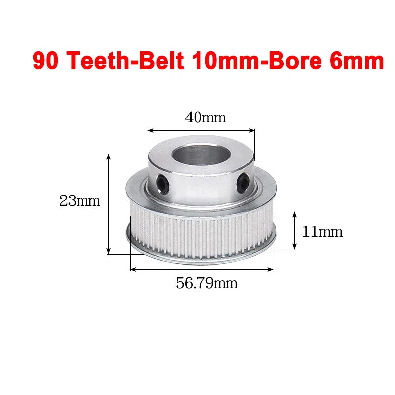 2GT Drive Pulley With Step 16 Tooth - 100 Tooth Bore 4mm - 25mm for 10mm Belt