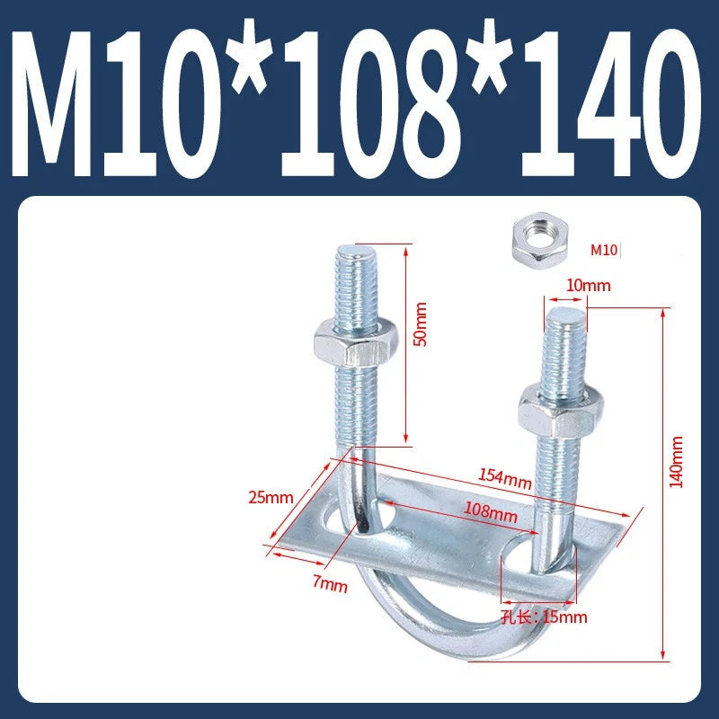 Round U-Bolts Sets Steel 16mm-219mm Inner Width M6 M8 M0 M12 with Nut, Plate