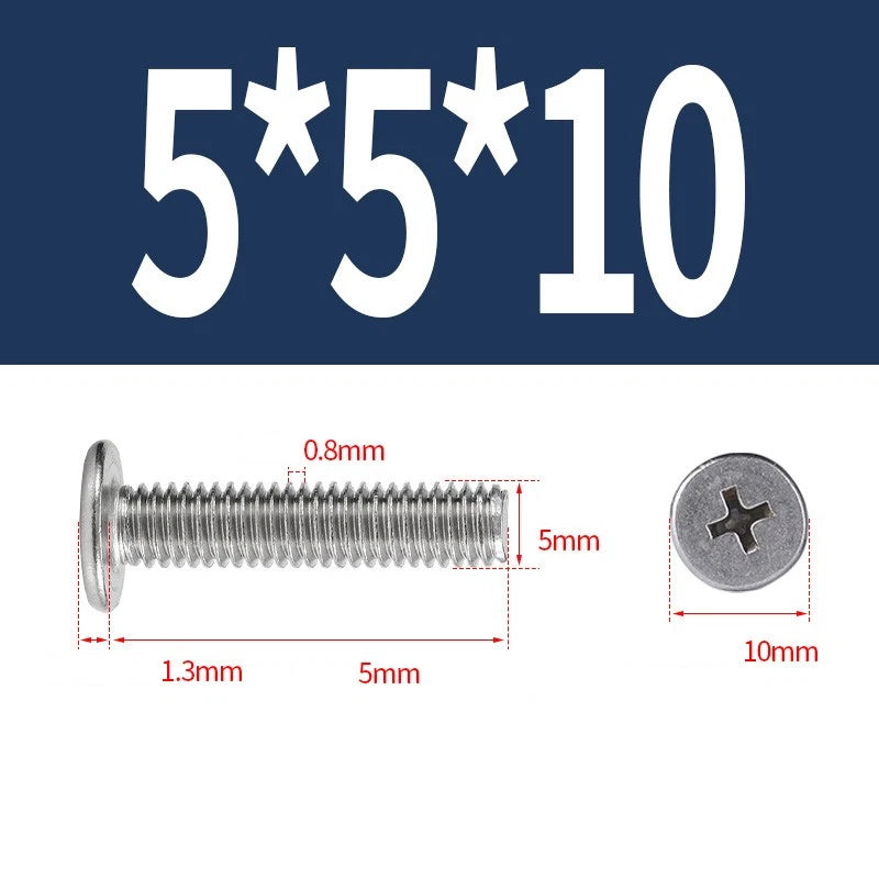 M1–M8 Ultra Thin Flat Head Phillips Machine Screws – A2 Stainless Steel, Fully Threaded