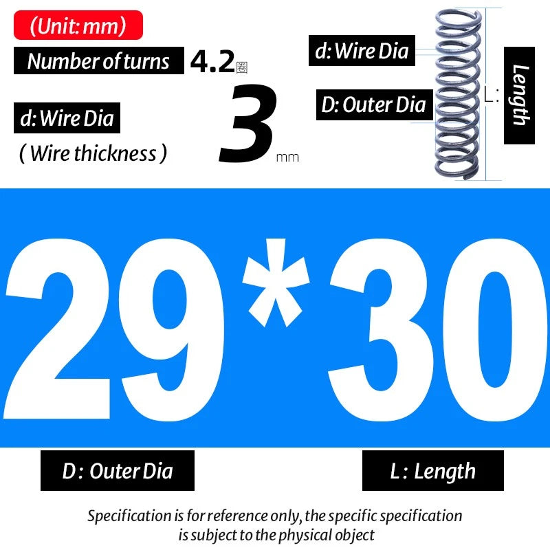 Compression Spring Pressure Big, Wire Dia 3.0mm Diameter 16-40mm Length 20-200mm