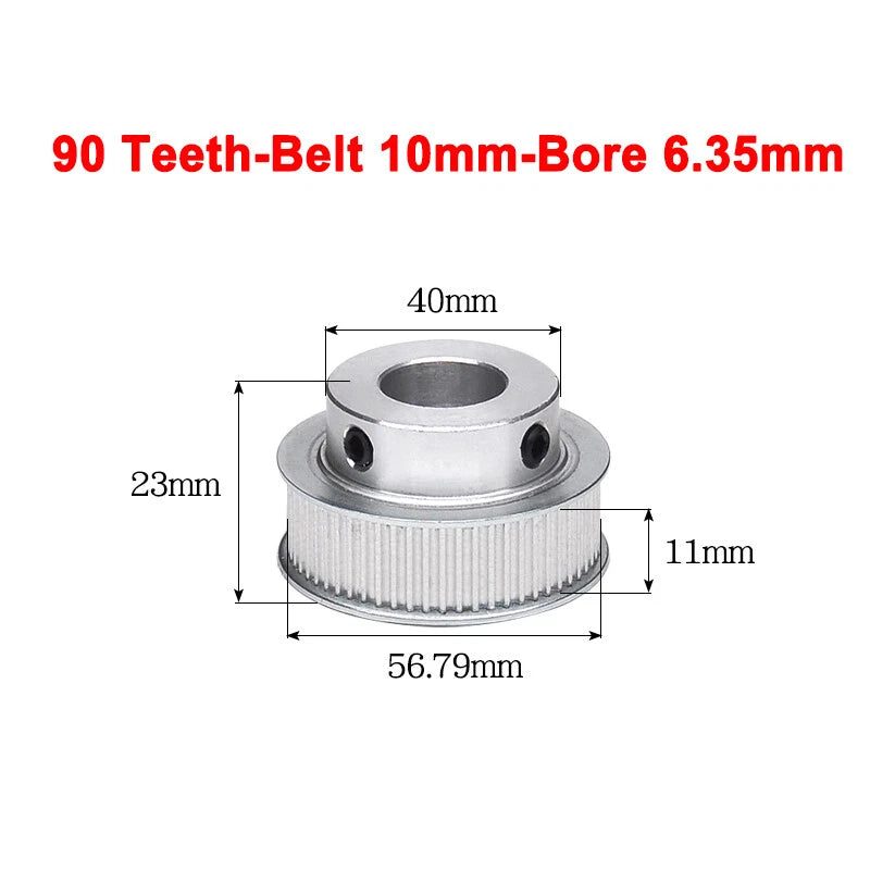 2GT Drive Pulley With Step 16 Tooth - 100 Tooth Bore 4mm - 25mm for 10mm Belt