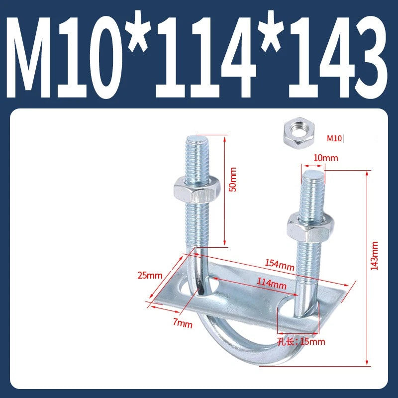 Round U-Bolts Sets Steel 16mm-219mm Inner Width M6 M8 M0 M12 with Nut, Plate