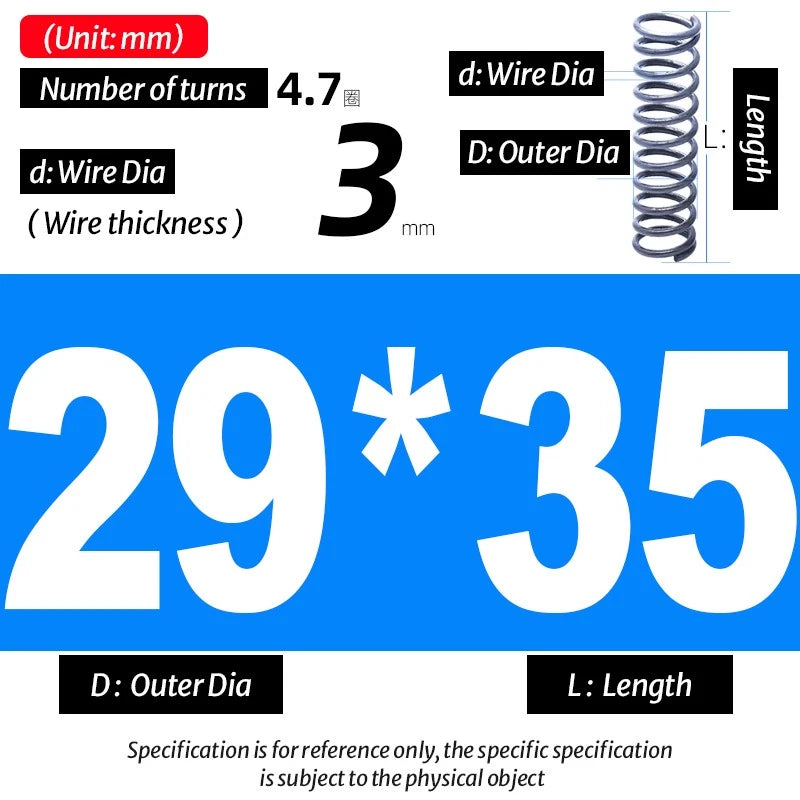 Compression Spring Pressure Big, Wire Dia 3.0mm Diameter 16-40mm Length 20-200mm