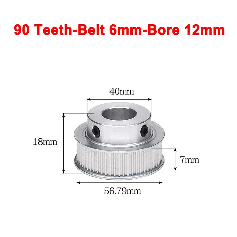 2GT Drive Pulley With Step 16 Tooth - 100 Tooth Bore 4mm - 25mm for 6mm Belt