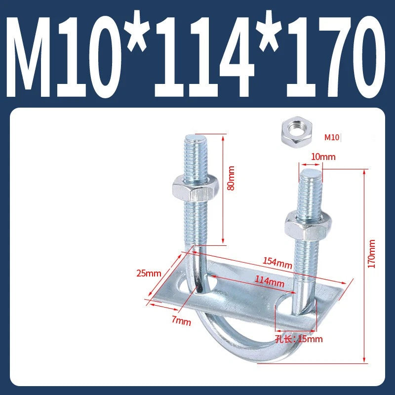 Round U-Bolts Sets Steel 16mm-219mm Inner Width M6 M8 M0 M12 with Nut, Plate
