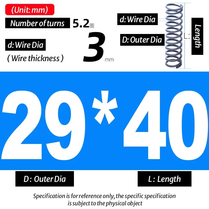 Compression Spring Pressure Big, Wire Dia 3.0mm Diameter 16-40mm Length 20-200mm