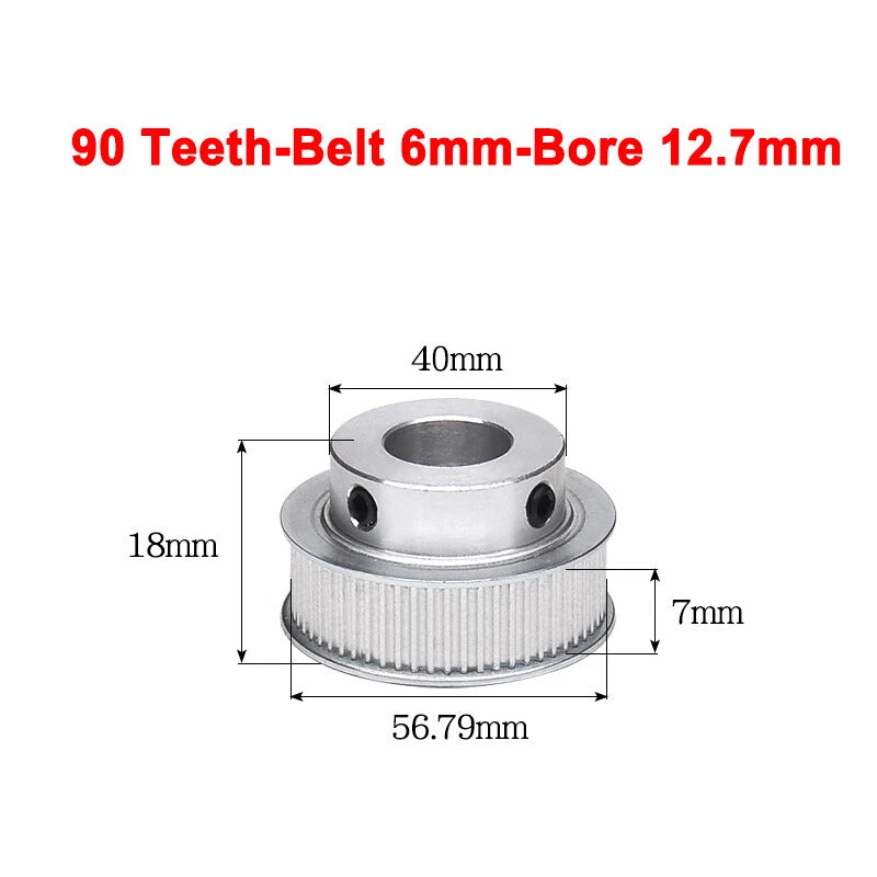 2GT Drive Pulley With Step 16 Tooth - 100 Tooth Bore 4mm - 25mm for 6mm Belt