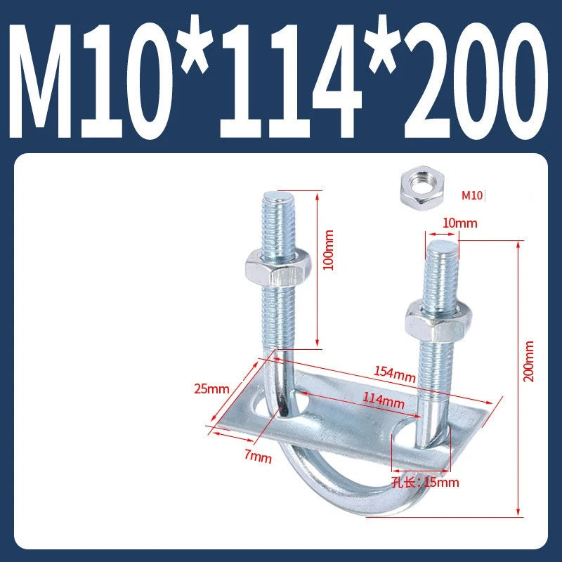 Round U-Bolts Sets Steel 16mm-219mm Inner Width M6 M8 M0 M12 with Nut, Plate