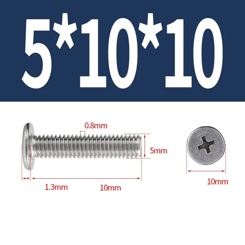 M1–M8 Ultra Thin Flat Head Phillips Machine Screws – A2 Stainless Steel, Fully Threaded