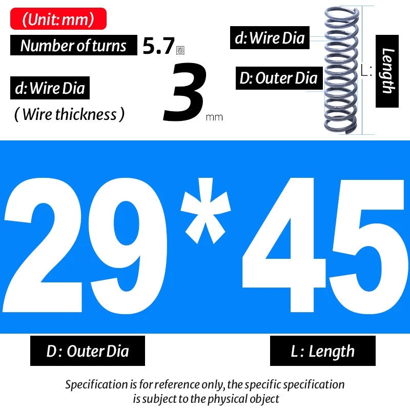 Compression Spring Pressure Big, Wire Dia 3.0mm Diameter 16-40mm Length 20-200mm