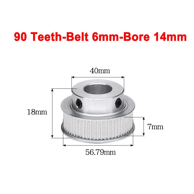 2GT Drive Pulley With Step 16 Tooth - 100 Tooth Bore 4mm - 25mm for 6mm Belt