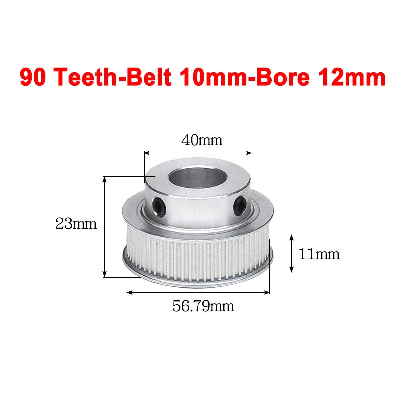 2GT Drive Pulley With Step 16 Tooth - 100 Tooth Bore 4mm - 25mm for 10mm Belt