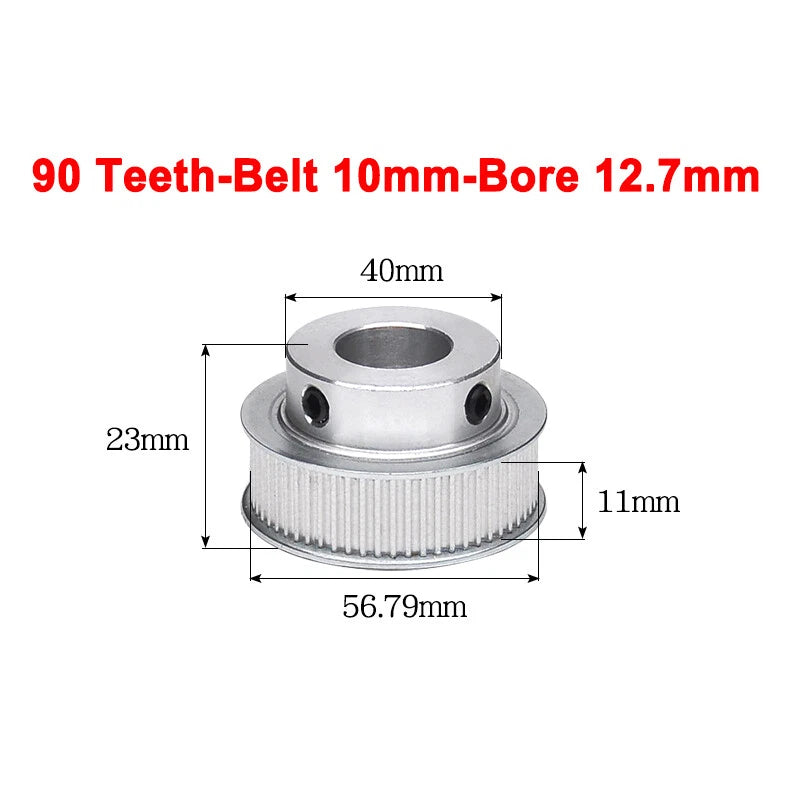2GT Drive Pulley With Step 16 Tooth - 100 Tooth Bore 4mm - 25mm for 10mm Belt