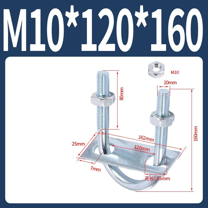 Round U-Bolts Sets Steel 16mm-219mm Inner Width M6 M8 M0 M12 with Nut, Plate