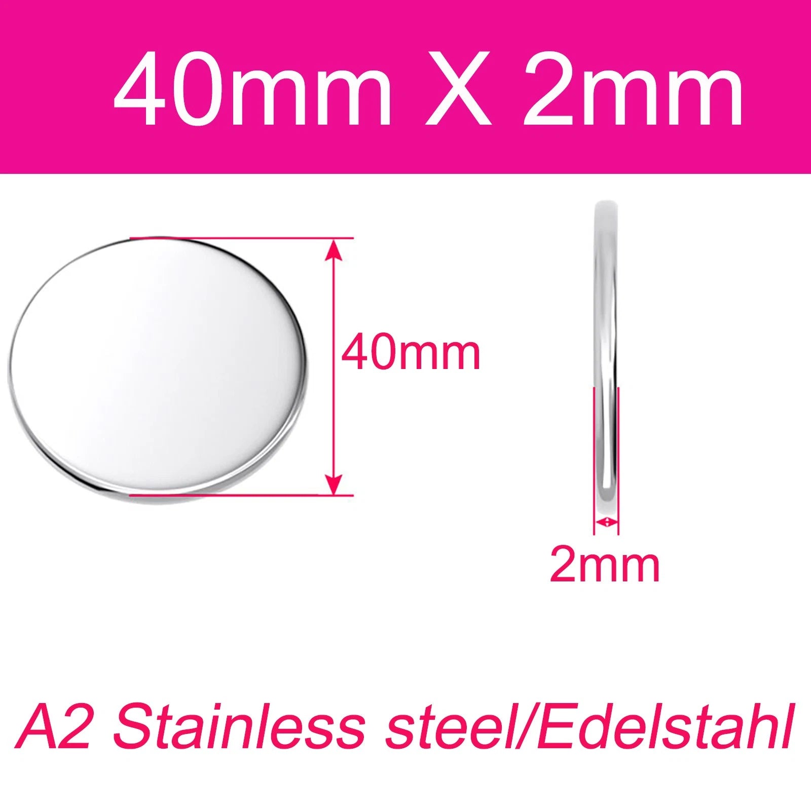Round Plate A2 Stainless Steel Sheet Plate Thick 1/1.5/2/2.5/3/4/5mm Dia 6-80mm