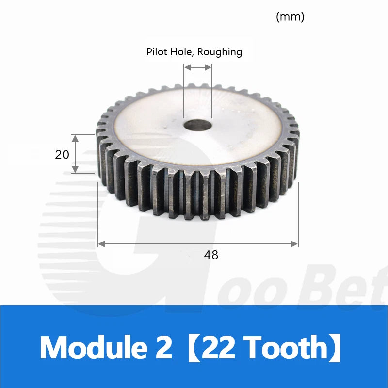 Mod 1 1.5 2 2.5 3 4 5 Spur Gear C45 Steel 12 Tooth - 160 Tooth Motor Pinion Flat