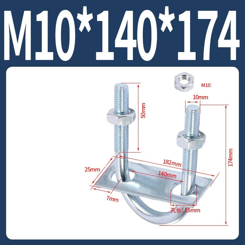 Round U-Bolts Sets Steel 16mm-219mm Inner Width M6 M8 M0 M12 with Nut, Plate
