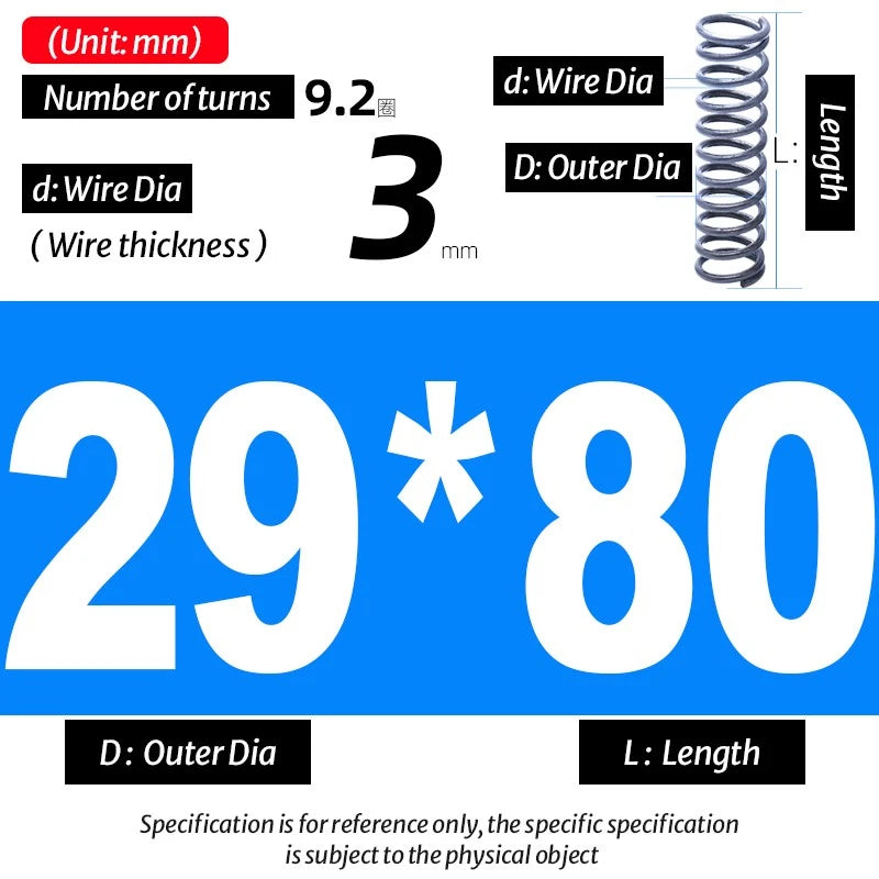 Compression Spring Pressure Big, Wire Dia 3.0mm Diameter 16-40mm Length 20-200mm
