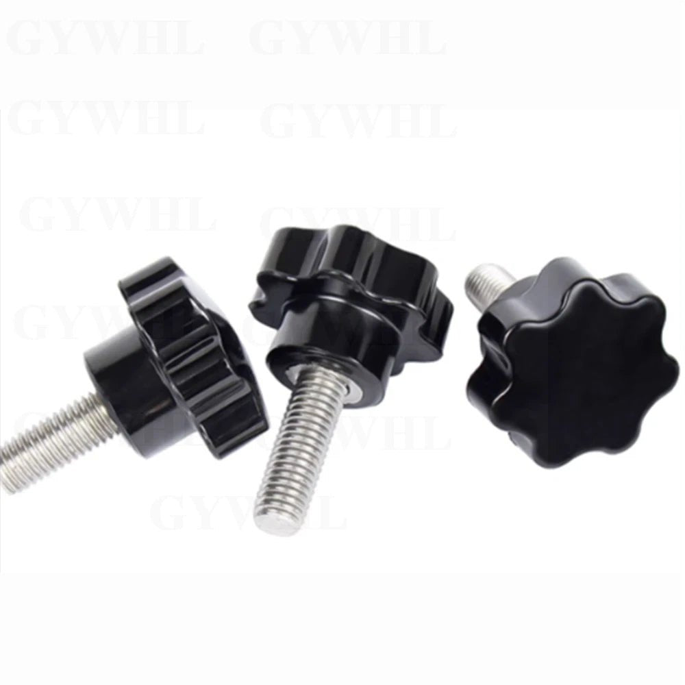 Stainless Thumb Screws Hand Knob Grip Bolts Black Plastic Hexalobular Star Head - HomeDIYer
