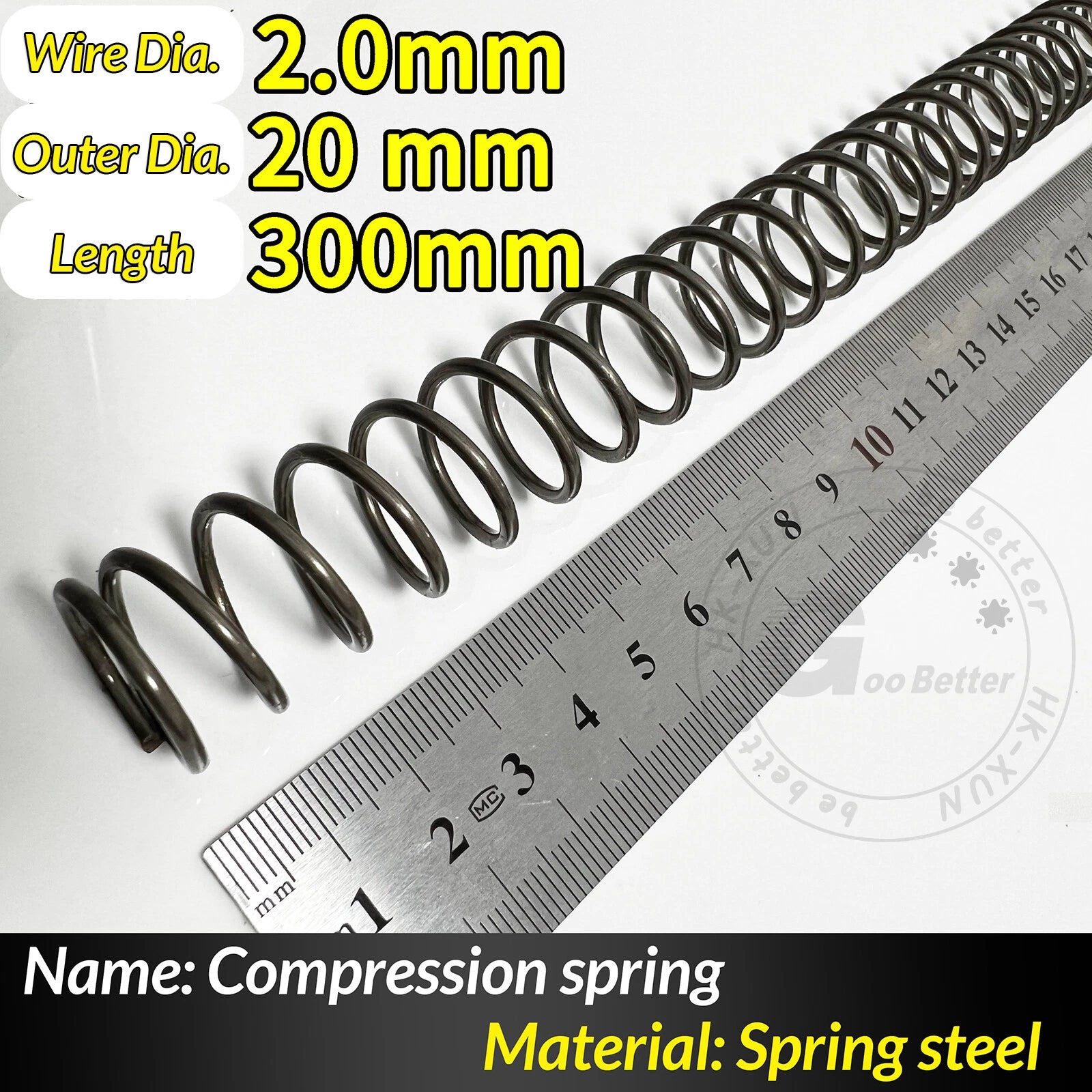 Compression Spring Pressure Springs, Wire Dia 2-3.5mm, OD 10-60mm, Length 300mm