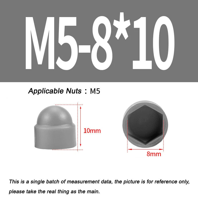 Hex Bolt & Nut Protection Caps – Plastic Hexagonal Screw Covers for M4 M5 M6 M8 M10 to M24 (PE, 5-100 Pack)
