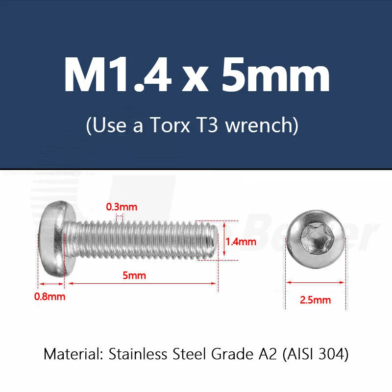 T3–T50 Torx Pan Head Machine Screws – M1.4 to M10, A2 Stainless Steel (3–100mm)