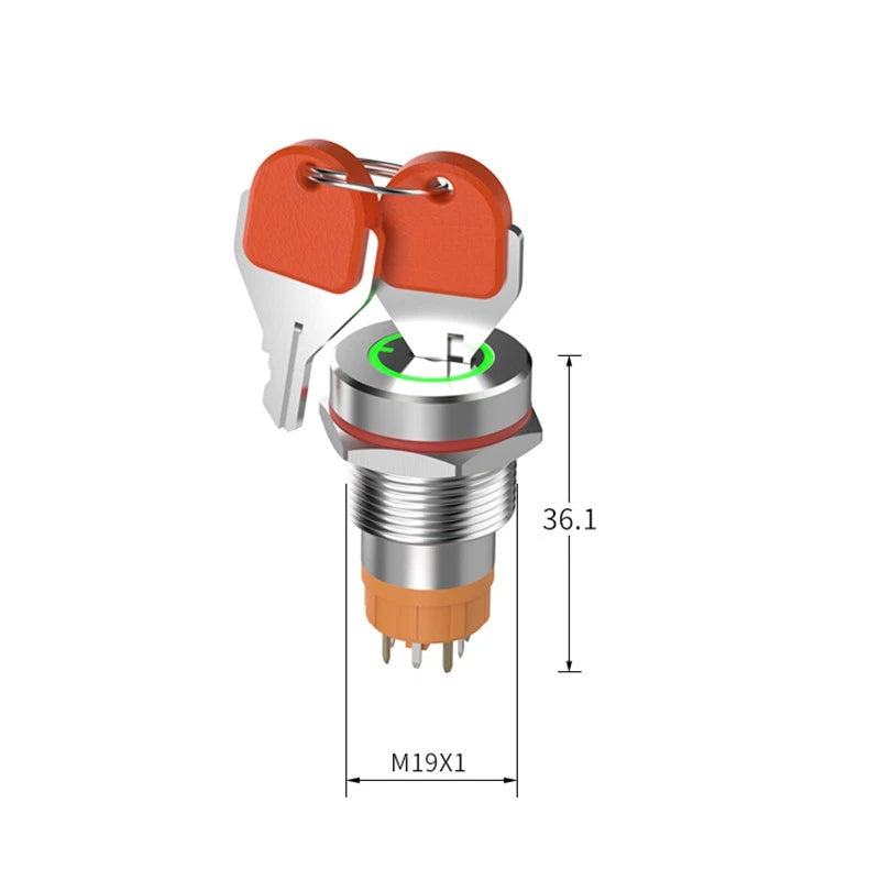 16mm 19mm LED Illuminated Toggle Switch ON/OFF 2-Position Waterproof 7A 250VAC