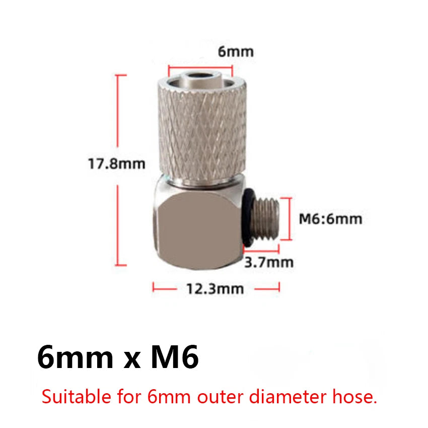 Mini Pneumatic Elbow Fittings — Push-In Hose Barb to Male Thread Connectors (3mm–6mm OD, M3–M6)