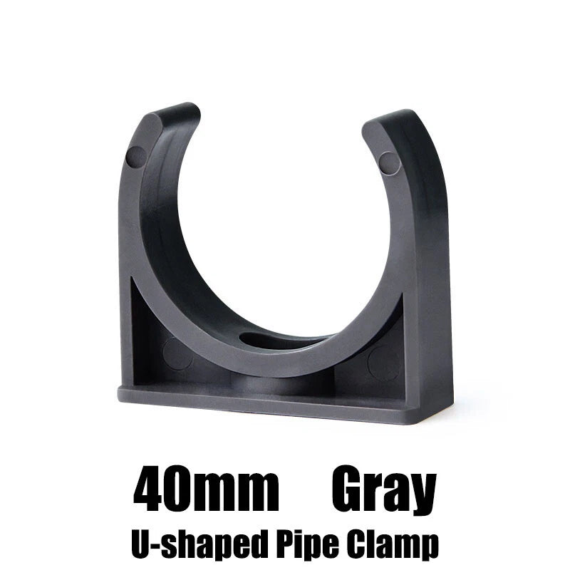PVC U-Type Pipe Clamp Tube Holder 20 25 32 40 50mm Pipe Fittings White Grey
