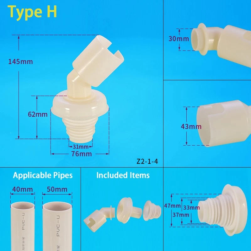 ABS Anti-Overflow Drain Pipe Fittings — Drainpipe Joints for Washing Machine, Kitchen & Basin