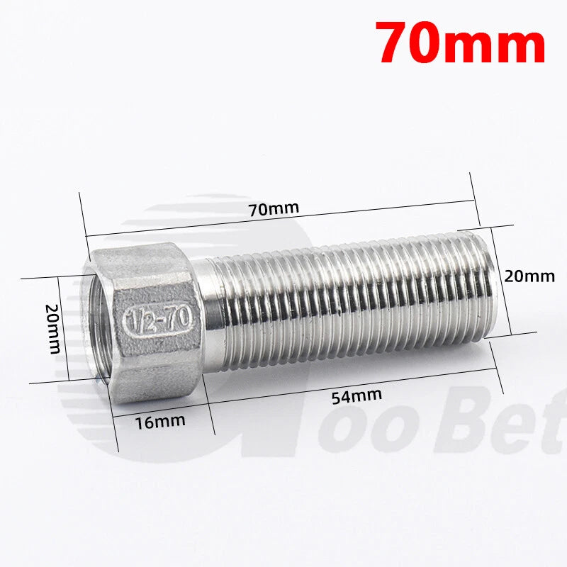 1/2" BSP Male to Female Extension Adapter — 304 Stainless Steel Pipe Fitting