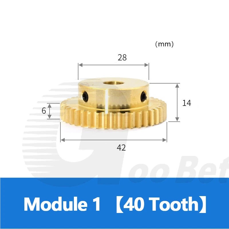 Brass Spur Gear Module 1 with Hub 15-50 Tooth Motor Pinion Bore 4-12mm Precision