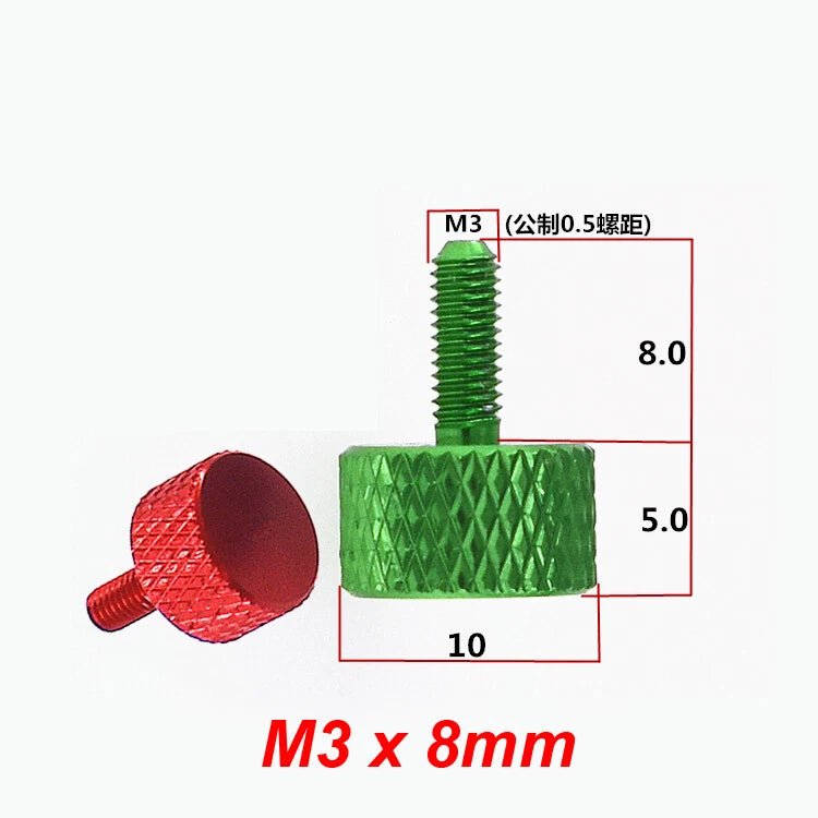 M3 Colored Aluminum Knurled Thumb Screws — 4 Lengths, 10 Colors, Hand - Turn Knob Bolts - HomeDIYer