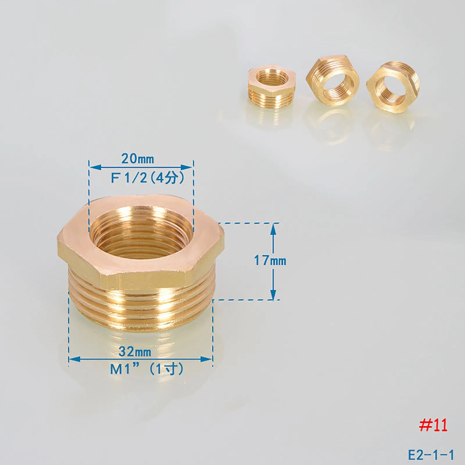Brass Reducing Hex Bush BSP Fitting — Male to Female Thread Connector, Multiple Sizes