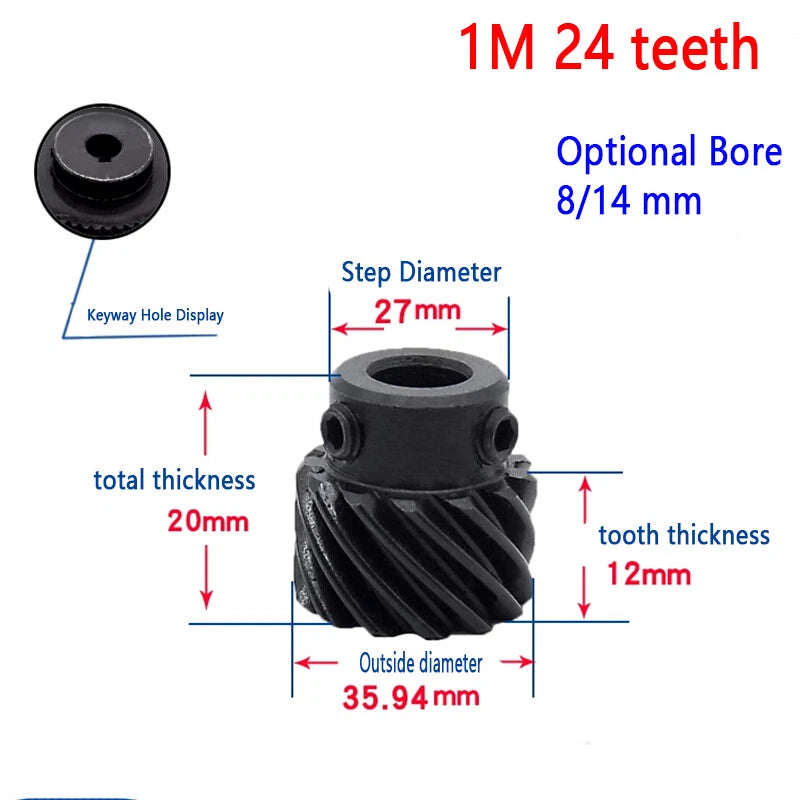 45# Steel Helical Gear 1 Mod 12-25 Teeth Blackened Pinion Transmission Gears